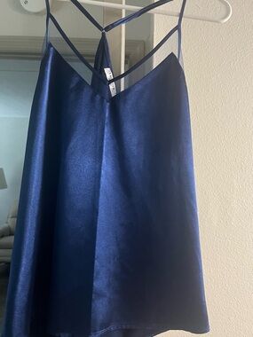 Navy Satin Strappy Camisole